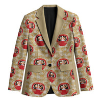 Japanese Daruma Doll Blazer Palaka With Seamless Bamboo Pattern LT14 Unisex Beige - Polynesian Pride