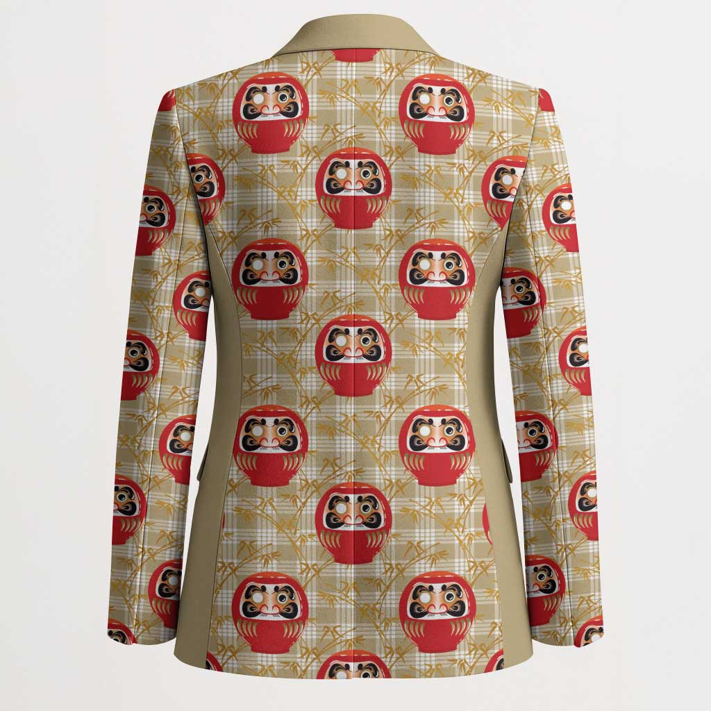 Japanese Daruma Doll Blazer Palaka With Seamless Bamboo Pattern LT14 - Polynesian Pride