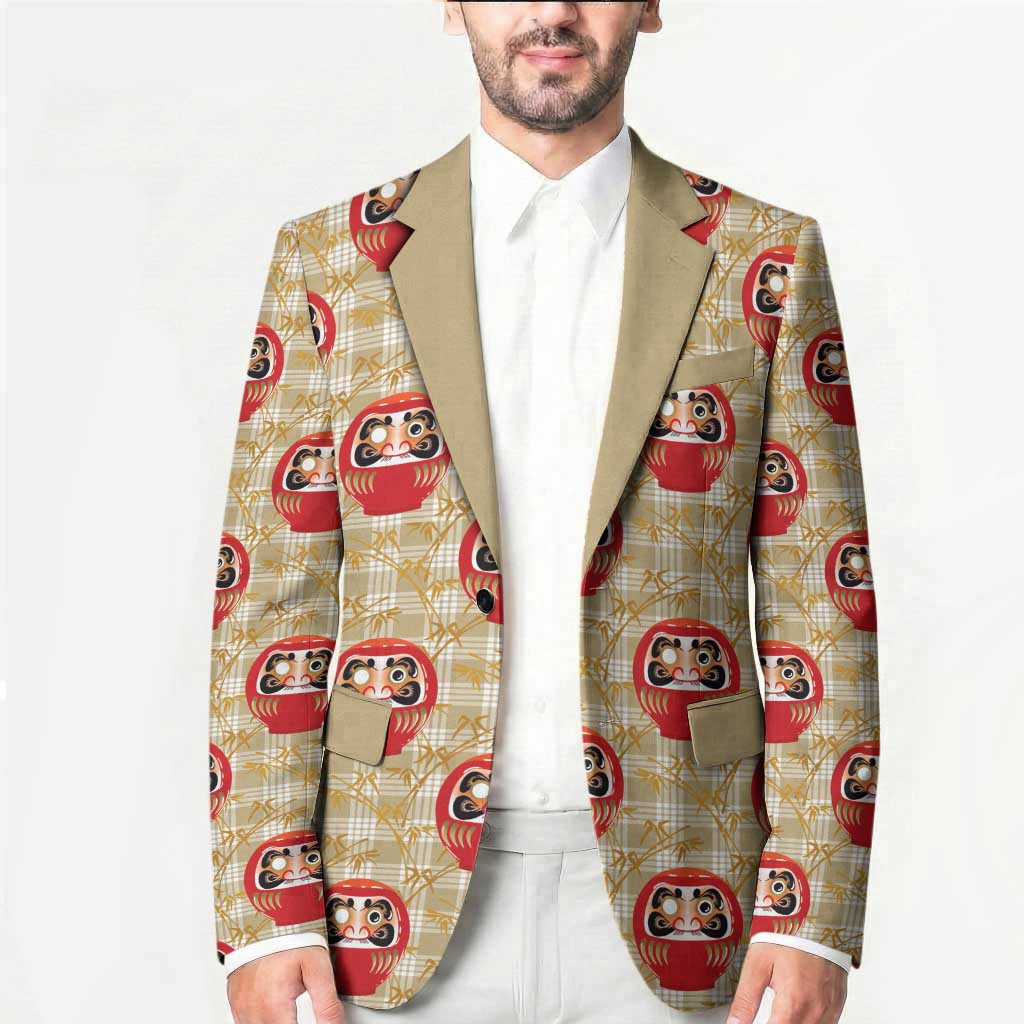 Japanese Daruma Doll Blazer Palaka With Seamless Bamboo Pattern LT14 - Polynesian Pride