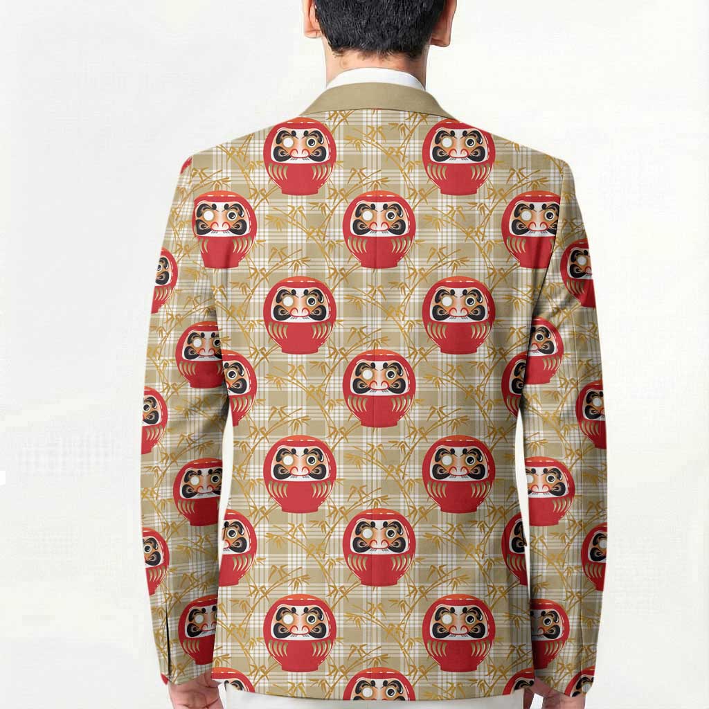 Japanese Daruma Doll Blazer Palaka With Seamless Bamboo Pattern LT14 - Polynesian Pride