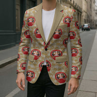 Japanese Daruma Doll Blazer Palaka With Seamless Bamboo Pattern LT14 - Polynesian Pride