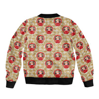 Japanese Daruma Doll Bomber Jacket Palaka With Seamless Bamboo Pattern LT14 - Polynesian Pride