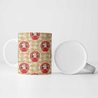 Japanese Daruma Doll Ceramic Mug Palaka With Seamless Bamboo Pattern LT14 - Polynesian Pride