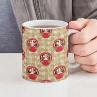 Japanese Daruma Doll Ceramic Mug Palaka With Seamless Bamboo Pattern LT14 - Polynesian Pride