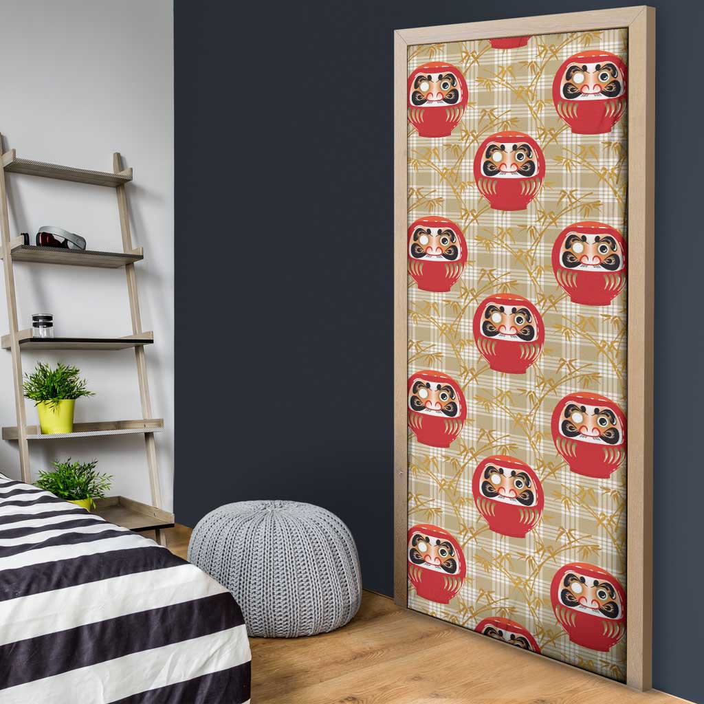 Japanese Daruma Doll Door Cover Palaka With Seamless Bamboo Pattern LT14 - Polynesian Pride