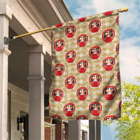 Japanese Daruma Doll Garden Flag Palaka With Seamless Bamboo Pattern LT14 House Flag Beige - Polynesian Pride