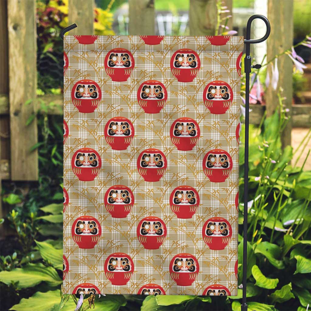 Japanese Daruma Doll Garden Flag Palaka With Seamless Bamboo Pattern LT14 Garden Flag Beige - Polynesian Pride