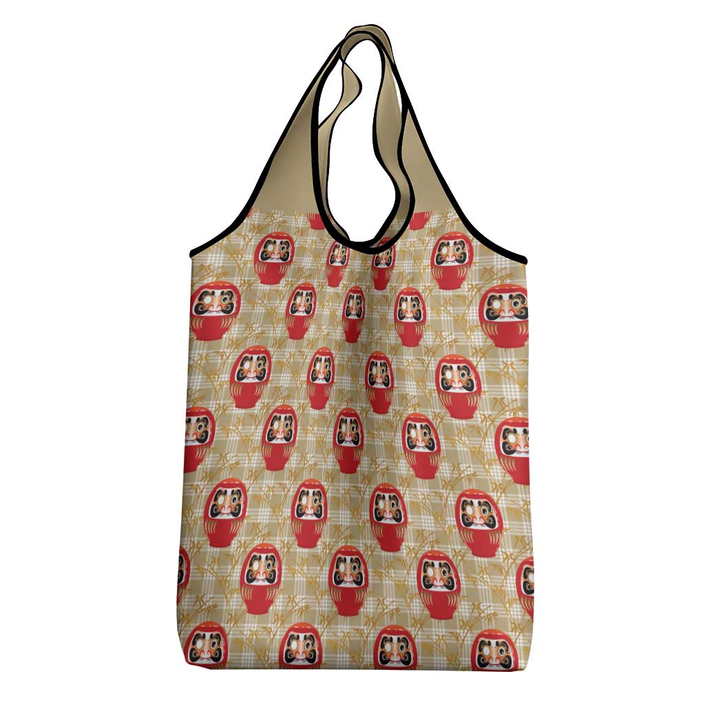 Japanese Daruma Doll Grocery Bag Palaka With Seamless Bamboo Pattern LT14 - Polynesian Pride