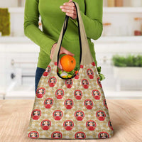 Japanese Daruma Doll Grocery Bag Palaka With Seamless Bamboo Pattern LT14 - Polynesian Pride