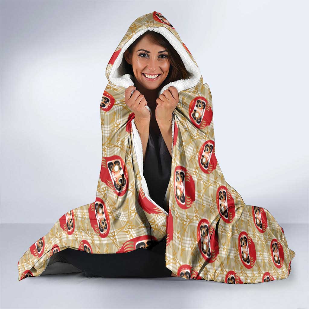Japanese Daruma Doll Hooded Blanket Palaka With Seamless Bamboo Pattern LT14 - Polynesian Pride