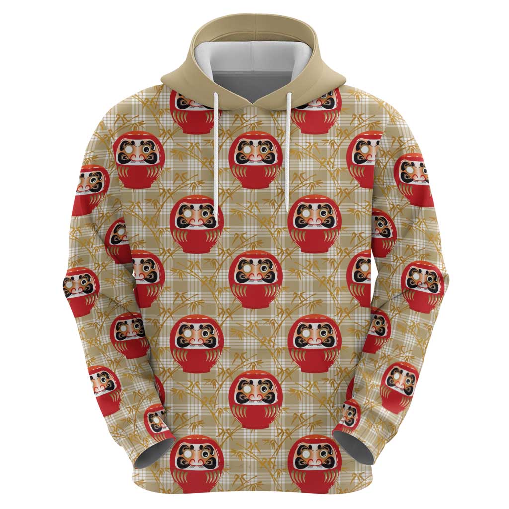 Japanese Daruma Doll Hoodie Palaka With Seamless Bamboo Pattern LT14 - Polynesian Pride
