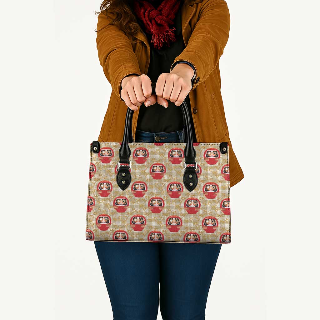 Japanese Daruma Doll Leather Bag Palaka With Seamless Bamboo Pattern LT14 - Polynesian Pride