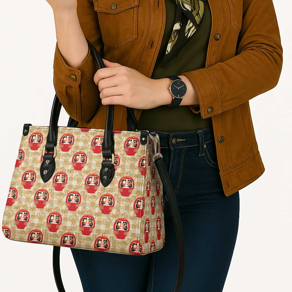 Japanese Daruma Doll Leather Bag Palaka With Seamless Bamboo Pattern LT14 - Polynesian Pride