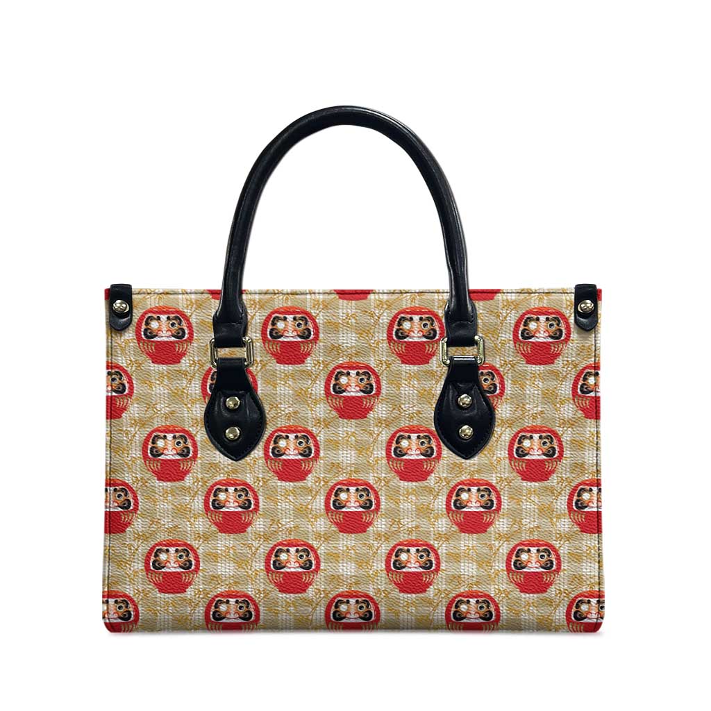 Japanese Daruma Doll Leather Bag Palaka With Seamless Bamboo Pattern LT14 - Polynesian Pride