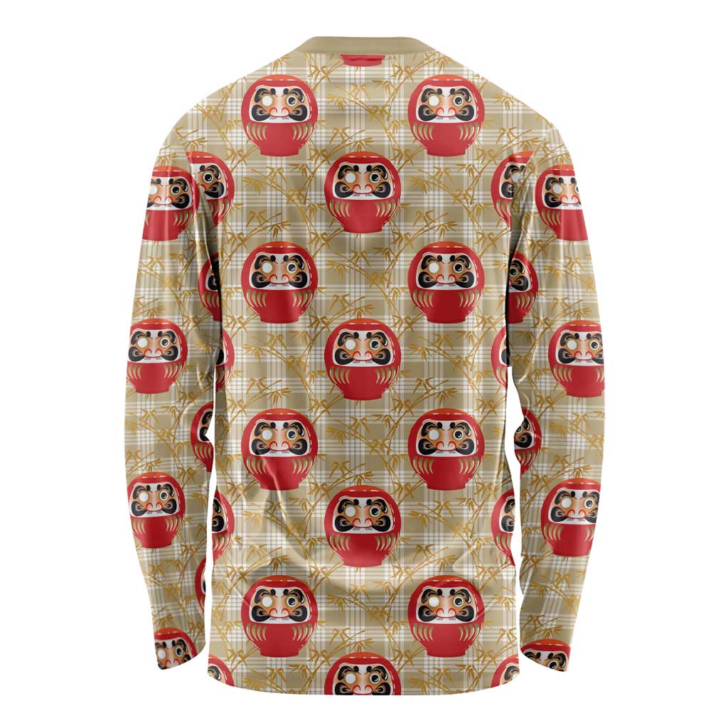 Japanese Daruma Doll Long Sleeve Shirt Palaka With Seamless Bamboo Pattern LT14 - Polynesian Pride