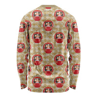 Japanese Daruma Doll Long Sleeve Shirt Palaka With Seamless Bamboo Pattern LT14 - Polynesian Pride