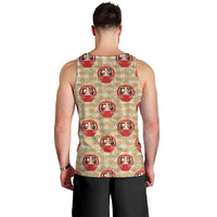 Japanese Daruma Doll Men Tank Top Palaka With Seamless Bamboo Pattern LT14 - Polynesian Pride