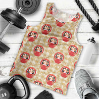 Japanese Daruma Doll Men Tank Top Palaka With Seamless Bamboo Pattern LT14 - Polynesian Pride