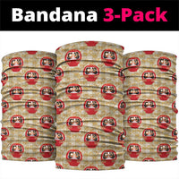 Japanese Daruma Doll Neck Gaiter Palaka With Seamless Bamboo Pattern LT14 package One Size: 25*50cm Beige - Polynesian Pride