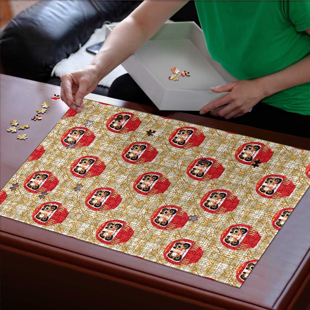Japanese Daruma Doll Puzzle Palaka With Seamless Bamboo Pattern LT14 - Polynesian Pride