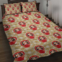 Japanese Daruma Doll Quilt Bed Set Palaka With Seamless Bamboo Pattern LT14 Beige - Polynesian Pride