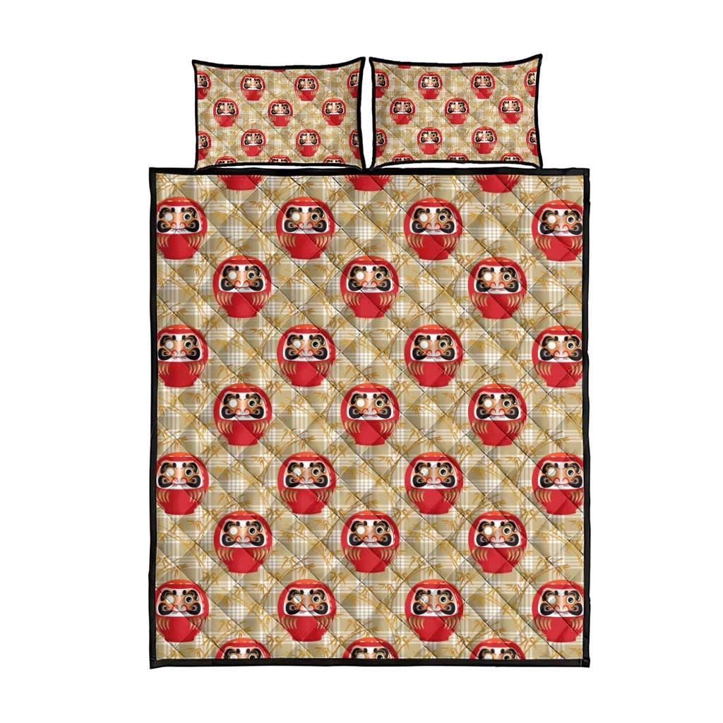 Japanese Daruma Doll Quilt Bed Set Palaka With Seamless Bamboo Pattern LT14 - Polynesian Pride
