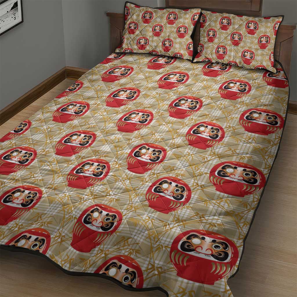 Japanese Daruma Doll Quilt Bed Set Palaka With Seamless Bamboo Pattern LT14 - Polynesian Pride