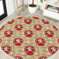 Japanese Daruma Doll Round Carpet Palaka With Seamless Bamboo Pattern LT14 Beige - Polynesian Pride