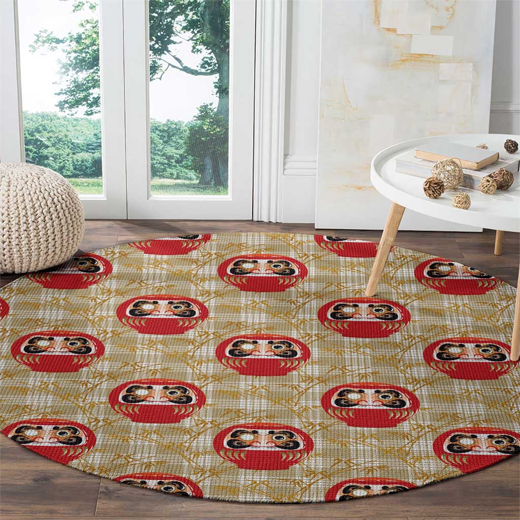 Japanese Daruma Doll Round Carpet Palaka With Seamless Bamboo Pattern LT14 - Polynesian Pride