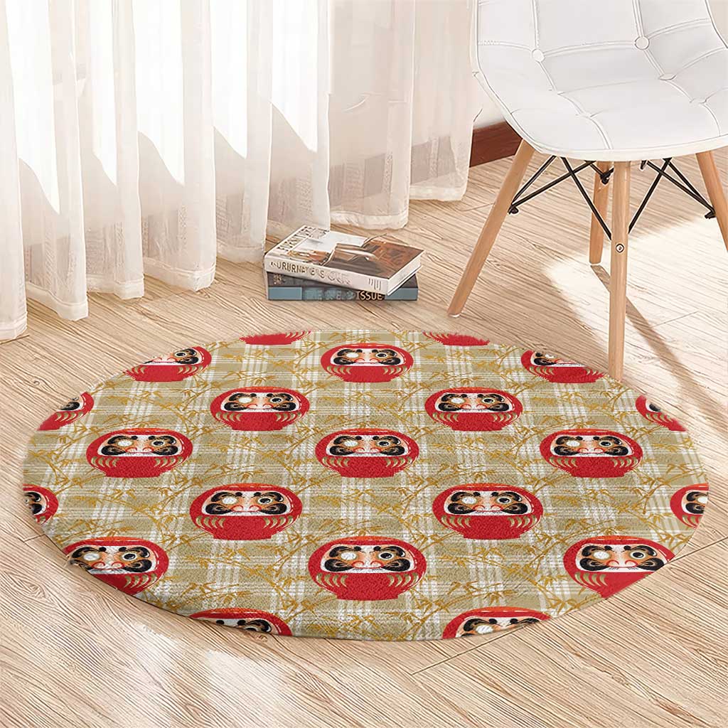 Japanese Daruma Doll Round Carpet Palaka With Seamless Bamboo Pattern LT14 - Polynesian Pride