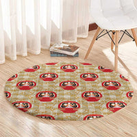 Japanese Daruma Doll Round Carpet Palaka With Seamless Bamboo Pattern LT14 - Polynesian Pride
