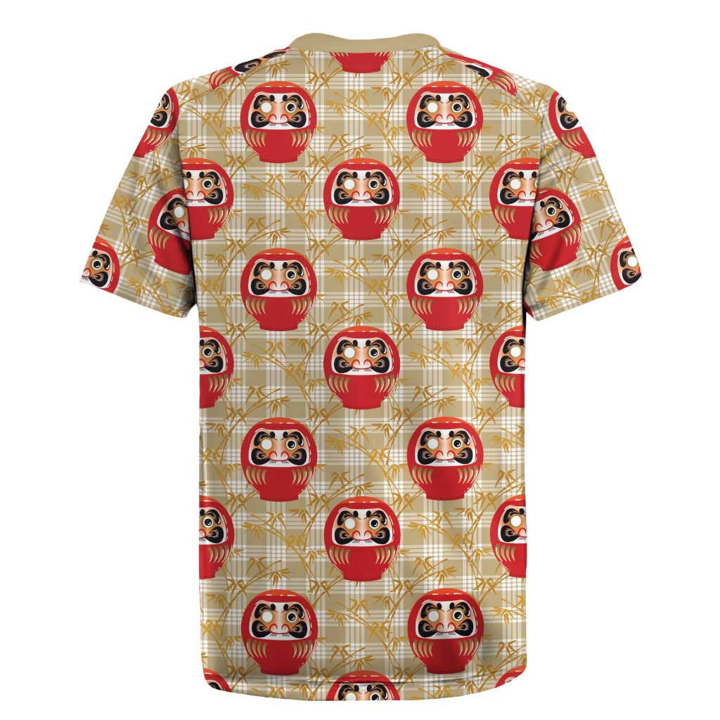 Japanese Daruma Doll Rugby Jersey Palaka With Seamless Bamboo Pattern LT14 - Polynesian Pride
