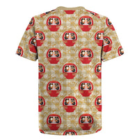 Japanese Daruma Doll Rugby Jersey Palaka With Seamless Bamboo Pattern LT14 - Polynesian Pride
