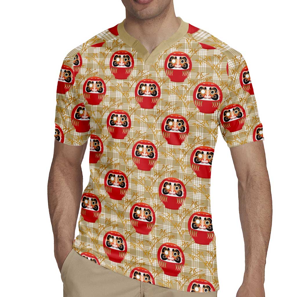 Japanese Daruma Doll Rugby Jersey Palaka With Seamless Bamboo Pattern LT14 - Polynesian Pride
