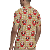 Japanese Daruma Doll Rugby Jersey Palaka With Seamless Bamboo Pattern LT14 - Polynesian Pride