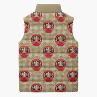 Japanese Daruma Doll Sleeveless Puffer Jacket Palaka With Seamless Bamboo Pattern LT14 - Polynesian Pride