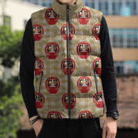 Japanese Daruma Doll Sleeveless Puffer Jacket Palaka With Seamless Bamboo Pattern LT14 - Polynesian Pride