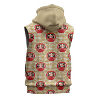Japanese Daruma Doll Sleeveless Zip Hoodie Palaka With Seamless Bamboo Pattern LT14 - Polynesian Pride