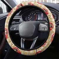 Japanese Daruma Doll Steering Wheel Cover Palaka With Seamless Bamboo Pattern LT14 - Polynesian Pride