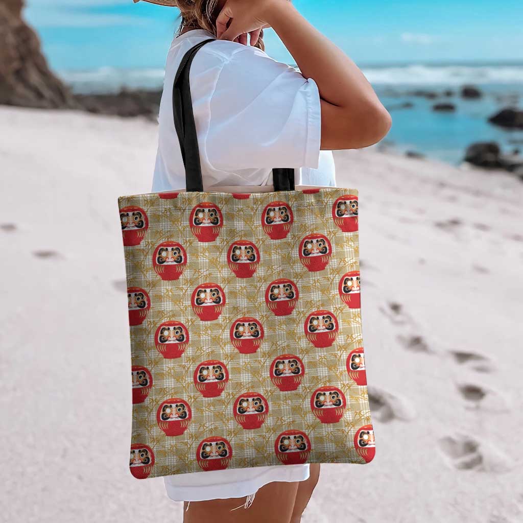 Japanese Daruma Doll Tote Bag Palaka With Seamless Bamboo Pattern LT14 - Polynesian Pride
