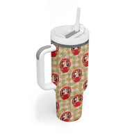 Japanese Daruma Doll Tumbler With Handle Palaka With Seamless Bamboo Pattern LT14 - Polynesian Pride
