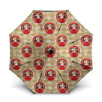 Japanese Daruma Doll Umbrella Palaka With Seamless Bamboo Pattern LT14 One Size Folded 11.42 inch Opened Diameter 37.4 inch Beige - Polynesian Pride