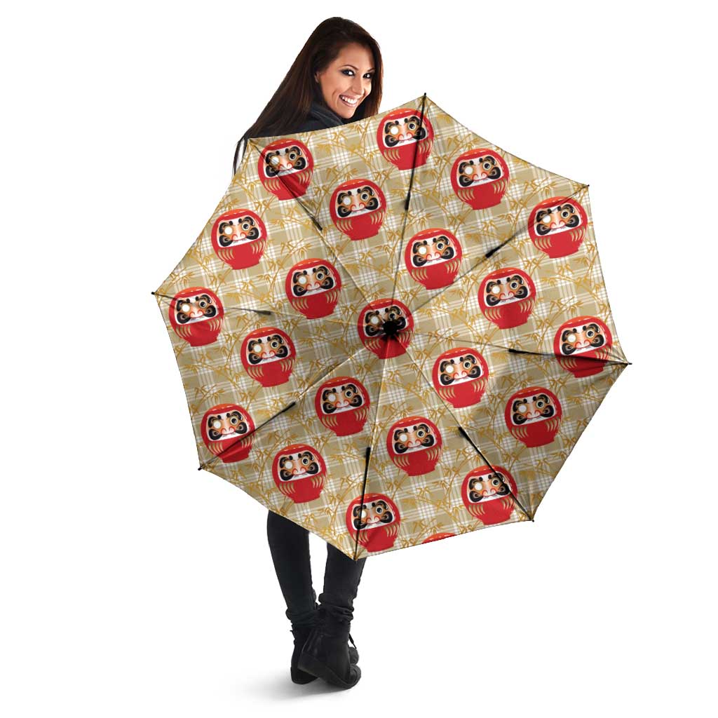 Japanese Daruma Doll Umbrella Palaka With Seamless Bamboo Pattern LT14 - Polynesian Pride
