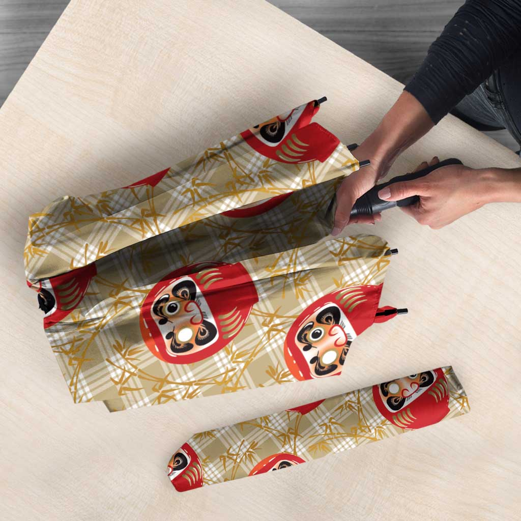 Japanese Daruma Doll Umbrella Palaka With Seamless Bamboo Pattern LT14 - Polynesian Pride