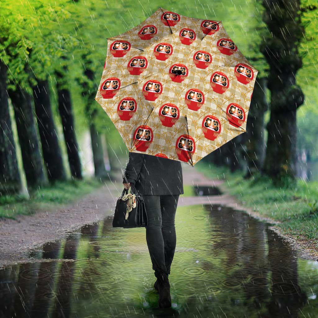 Japanese Daruma Doll Umbrella Palaka With Seamless Bamboo Pattern LT14 - Polynesian Pride