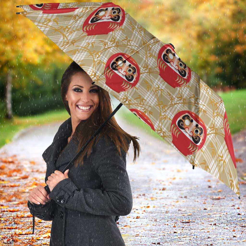 Japanese Daruma Doll Umbrella Palaka With Seamless Bamboo Pattern LT14 - Polynesian Pride
