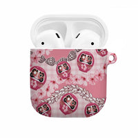 Japanese Daruma Doll Palaka AirPods Case Cherry Blossoms With Shell Lei LT14 Pink - Polynesian Pride
