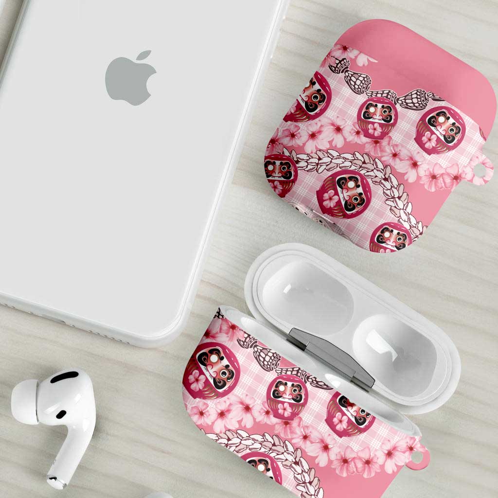 Japanese Daruma Doll Palaka AirPods Case Cherry Blossoms With Shell Lei LT14 - Polynesian Pride