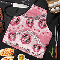 Japanese Daruma Doll Palaka Apron Cherry Blossoms With Shell Lei LT14 Pink - Polynesian Pride