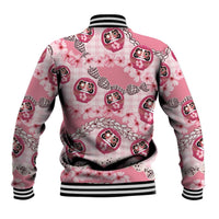 Japanese Daruma Doll Palaka Baseball Jacket Cherry Blossoms With Shell Lei LT14 - Polynesian Pride